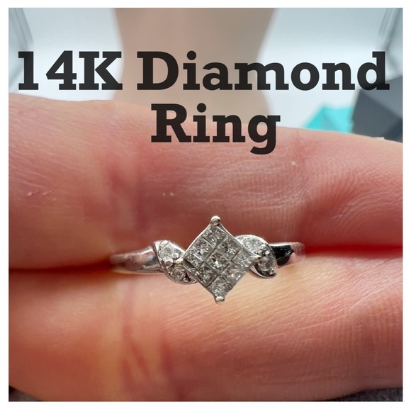 Jewelry - 🔴🆑Authentic 💯% Real 14k White Gold Ring With Natural Diamonds🆑🔴